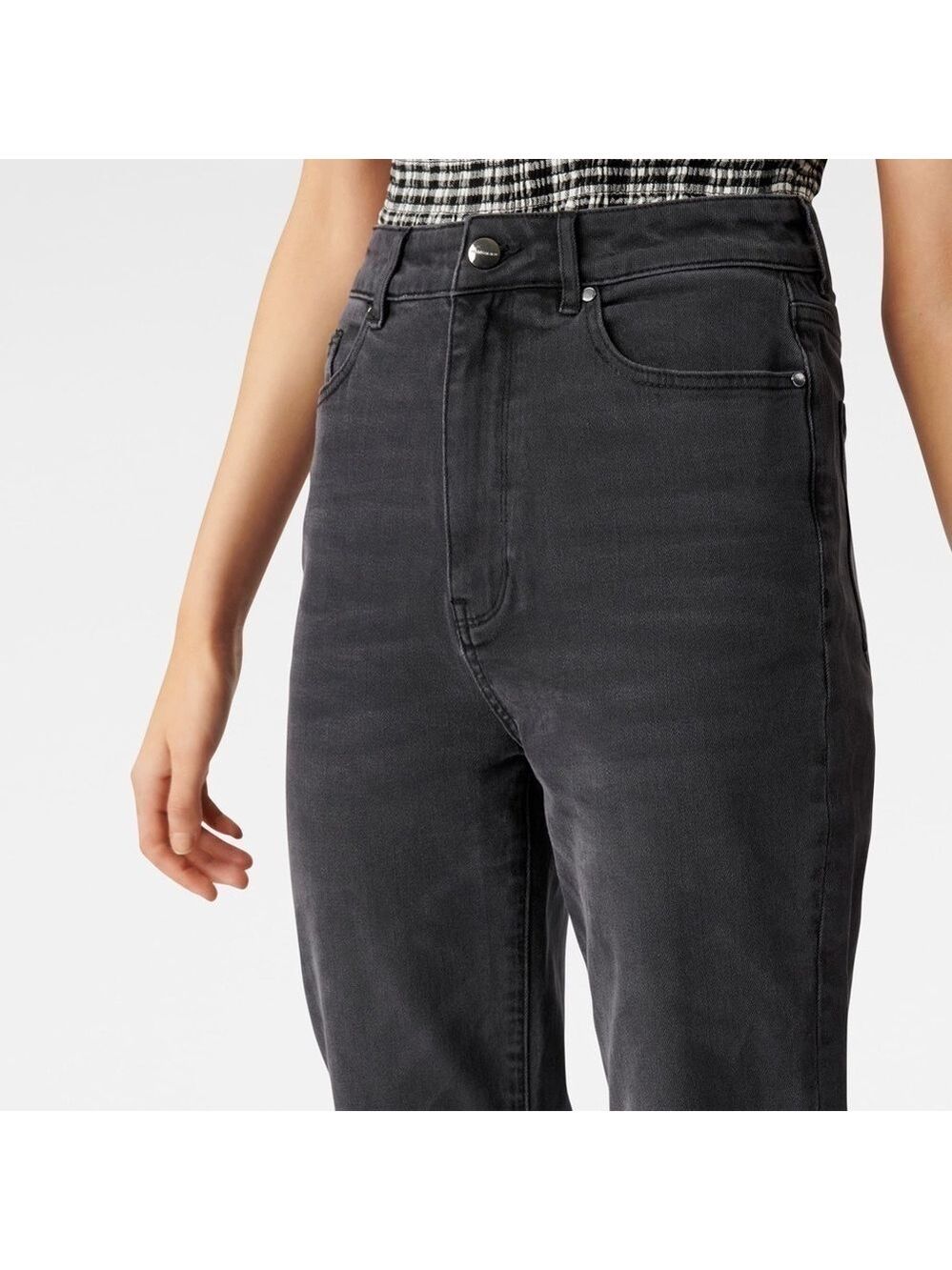 Forever New Eva High Rise Mom Jeans 6 Washed Black - Picture 3 of 11